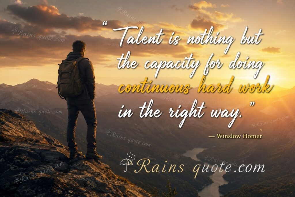 “Talent is nothing but the capacity for doing continuous hard work in the right way.”