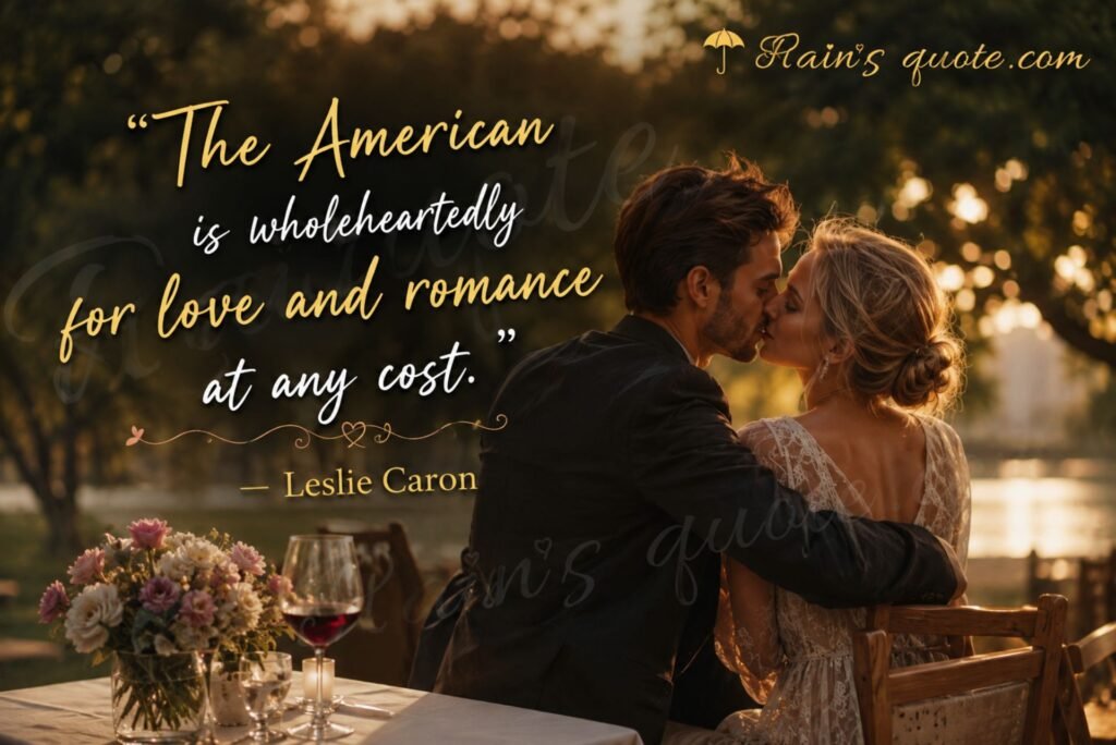 “The American is wholeheartedly for love and romance at any cost.”