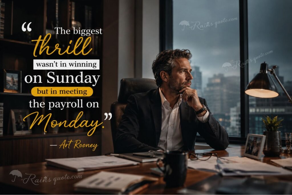 “The biggest thrill wasn't in winning on Sunday but in meeting the payroll on Monday.”