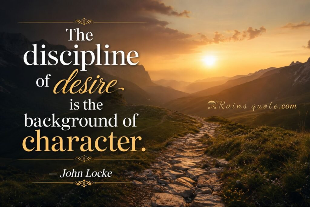“The discipline of desire is the background of character.”