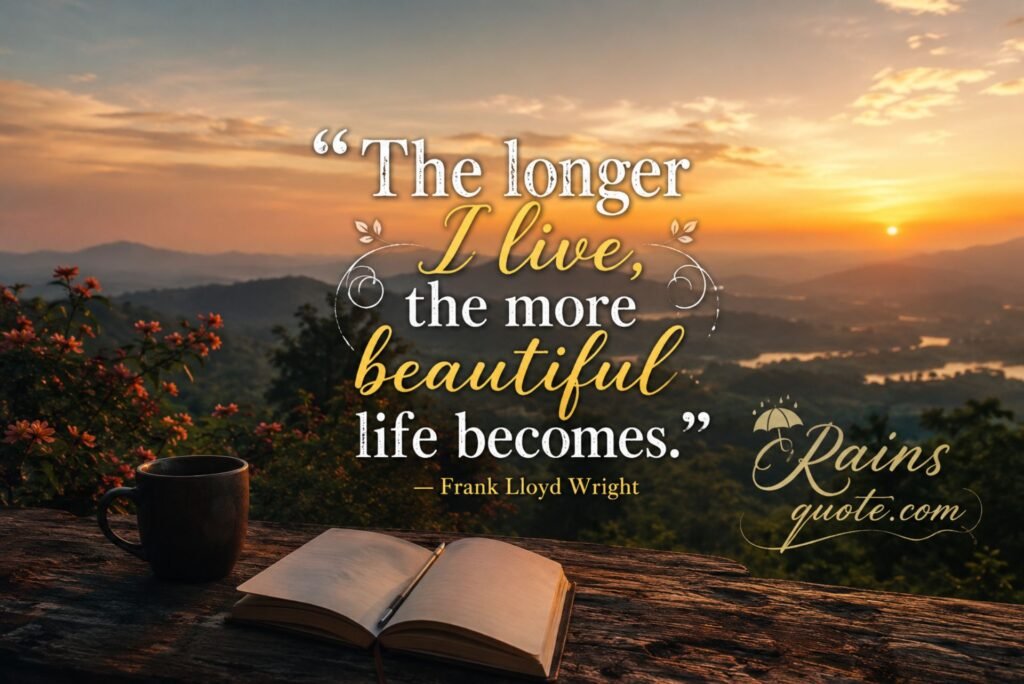 “The longer I live, the more beautiful life becomes.” 