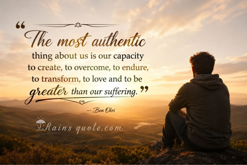 “The most authentic thing about us is our capacity to create, to overcome, to endure, to transform, to love and to be greater than our suffering.”