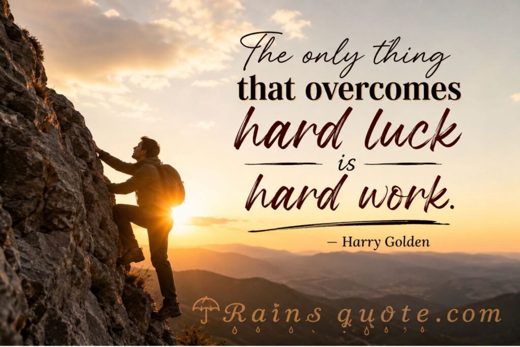 “The only thing that overcomes hard luck is hard work.”