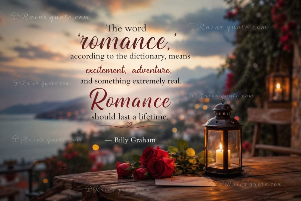  “The word 'romance,' according to the dictionary, means excitement, adventure, and something extremely real. Romance should last a lifetime.”
