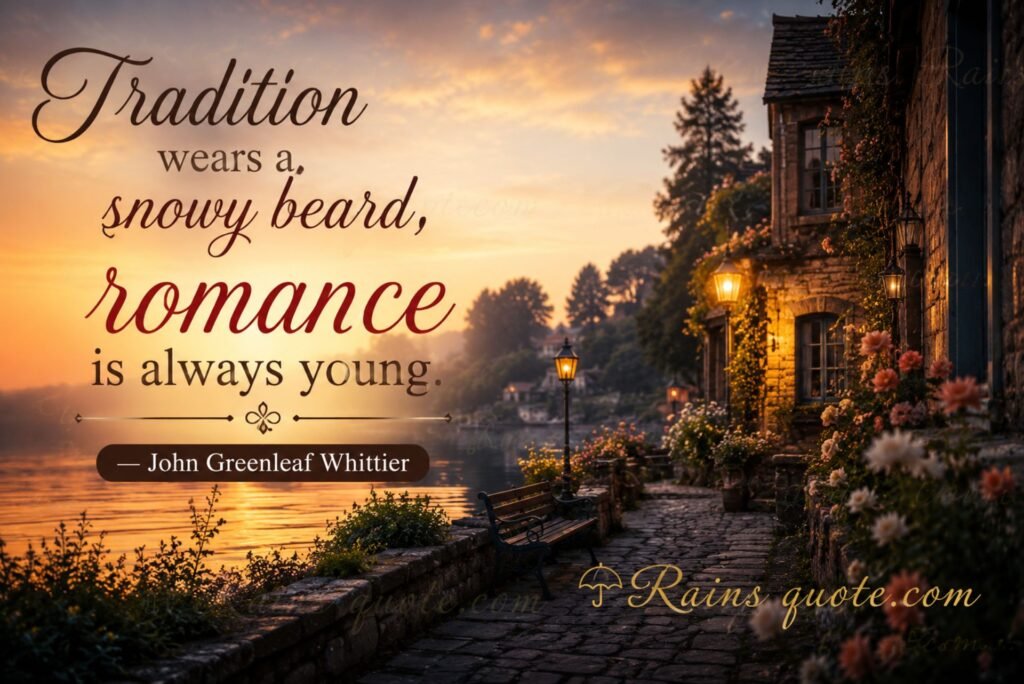 “Tradition wears a snowy beard, romance is always young.”