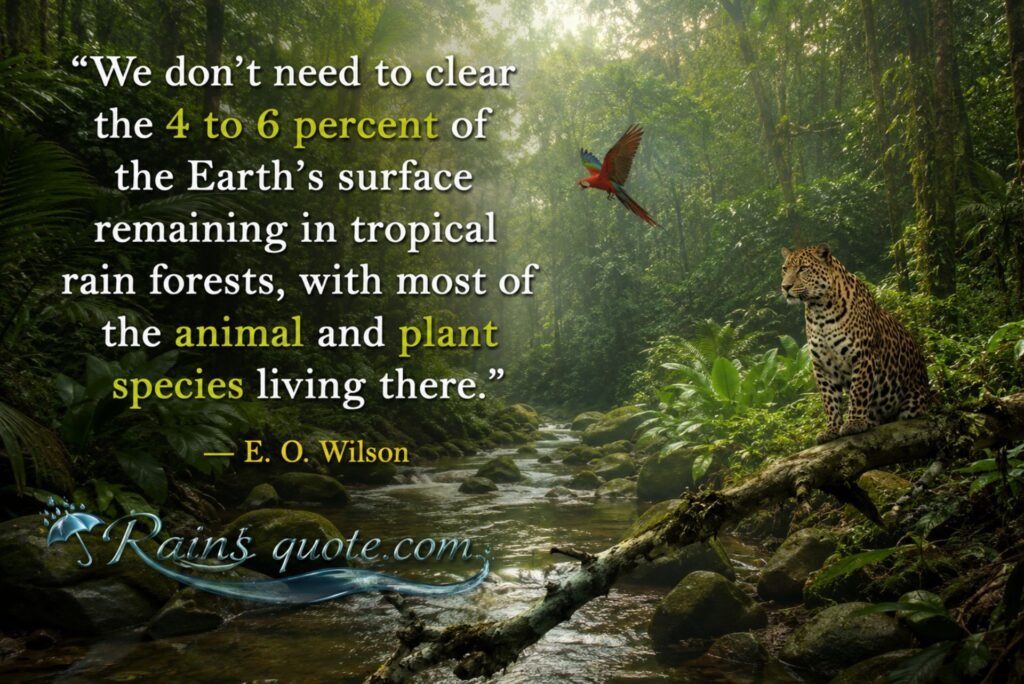  “We don't need to clear the 4 to 6 percent of the Earth's surface remaining in tropical rain forests, with most of the animal and plant species living there.”