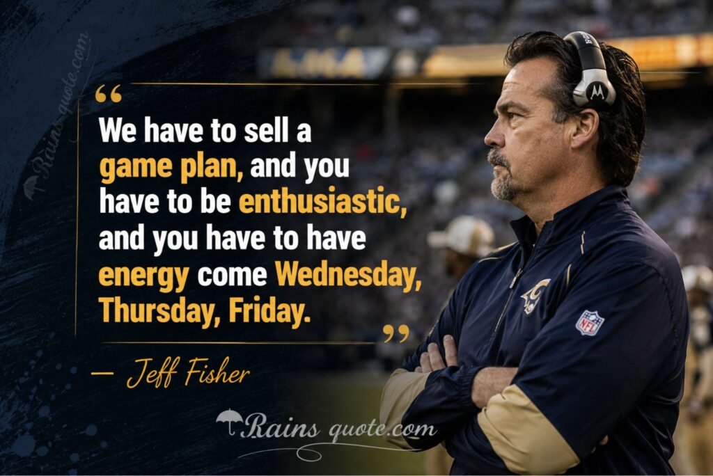 “We have to sell a game plan, and you have to be enthusiastic, and you have to have energy come Wednesday, Thursday, Friday.”