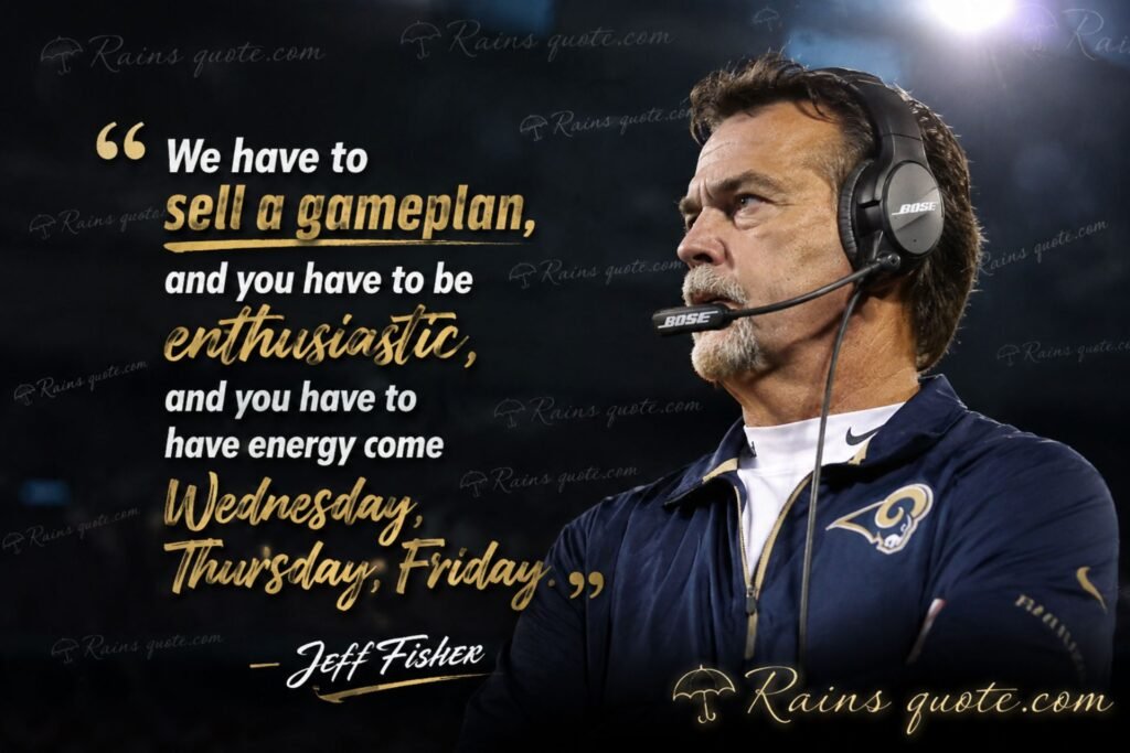“We have to sell a gameplan, and you have to be enthusiastic, and you have to have energy come Wednesday, Thursday, Friday.”