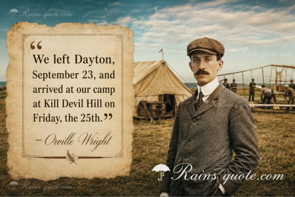 “We left Dayton, September 23, and arrived at our camp at Kill Devil Hill on Friday, the 25th.”
