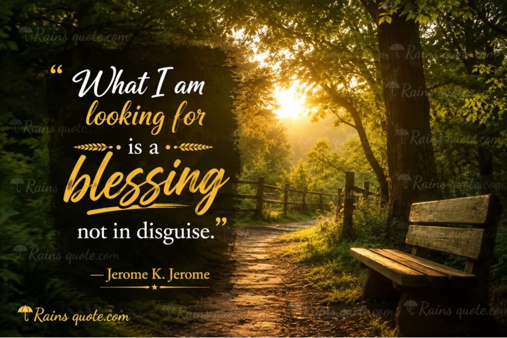“What I am looking for is a blessing not in disguise.”