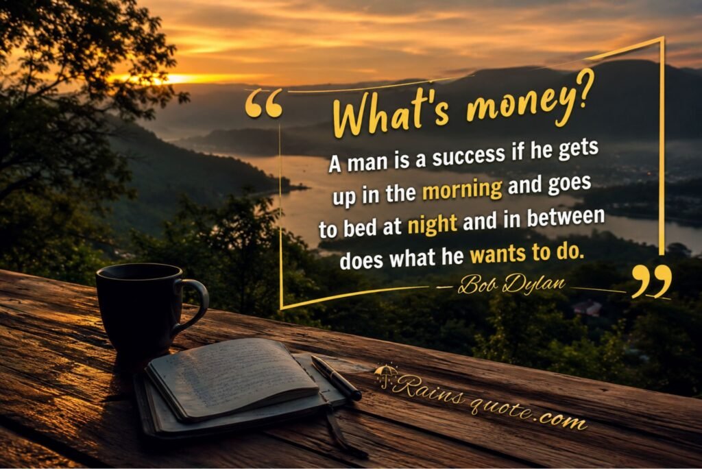 “What's money? A man is a success if he gets up in the morning and goes to bed at night and in between does what he wants to do.”