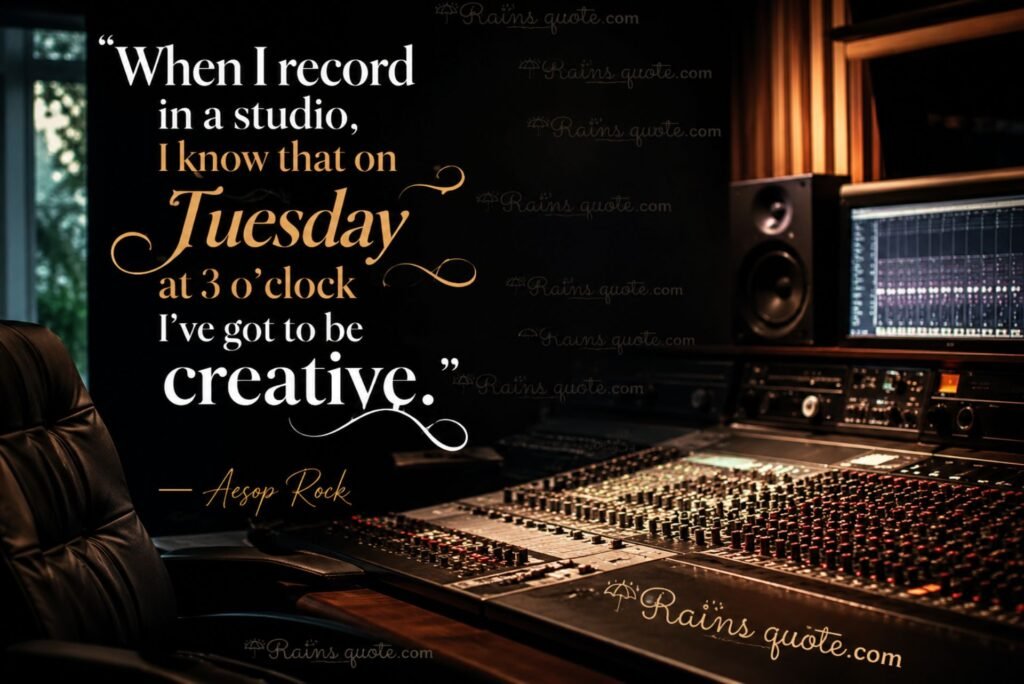 “When I record in a studio, I know that on Tuesday at 3 o’clock I’ve got to be creative.”