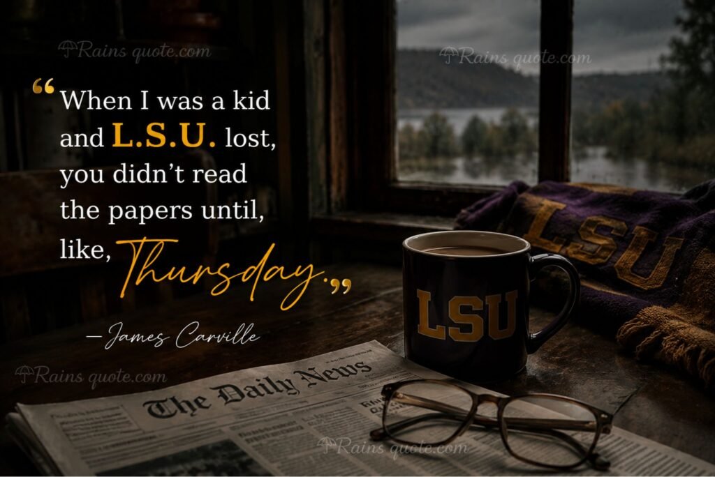 “When I was a kid and L.S.U. lost, you didn't read the papers until, like, Thursday.”