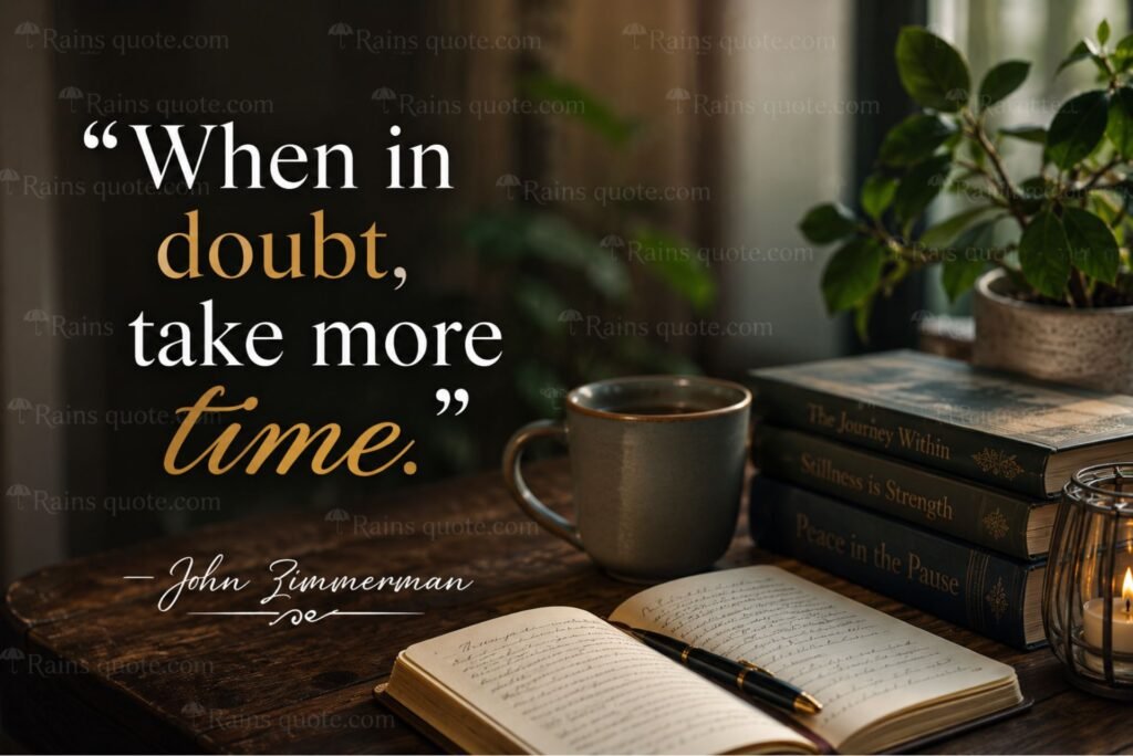 “When in doubt, take more time.”