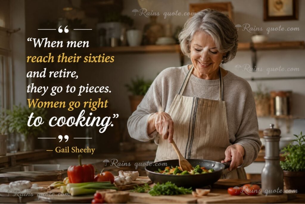 “When men reach their sixties and retire, they go to pieces. Women go right to cooking.”