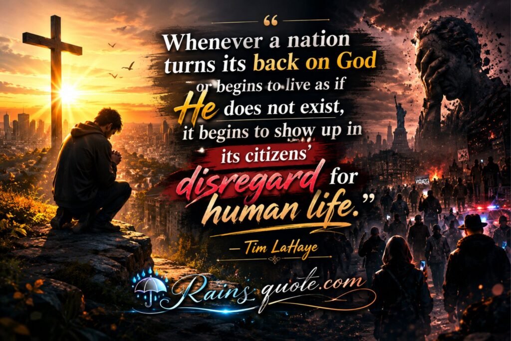“Whenever a nation turns its back on God or begins to live as if He does not exist, it begins to show up in its citizens' disregard for human life.”