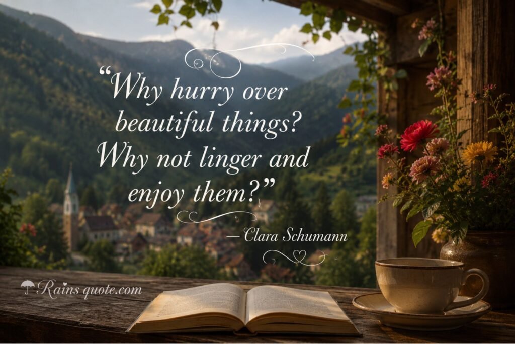 “Why hurry over beautiful things? Why not linger and enjoy them?”