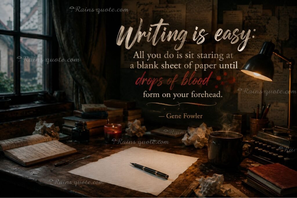 “Writing is easy: All you do is sit staring at a blank sheet of paper until drops of blood form on your forehead.”