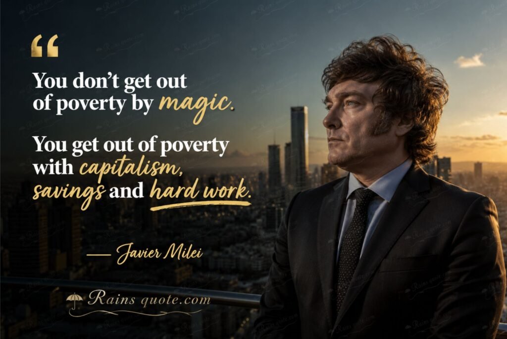 “You don't get out of poverty by magic. You get out of poverty with capitalism, savings and hard work.”