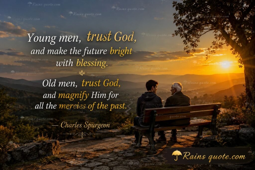 “Young men, trust God, and make the future bright with blessing. Old men, trust God, and magnify Him for all the mercies of the past.”