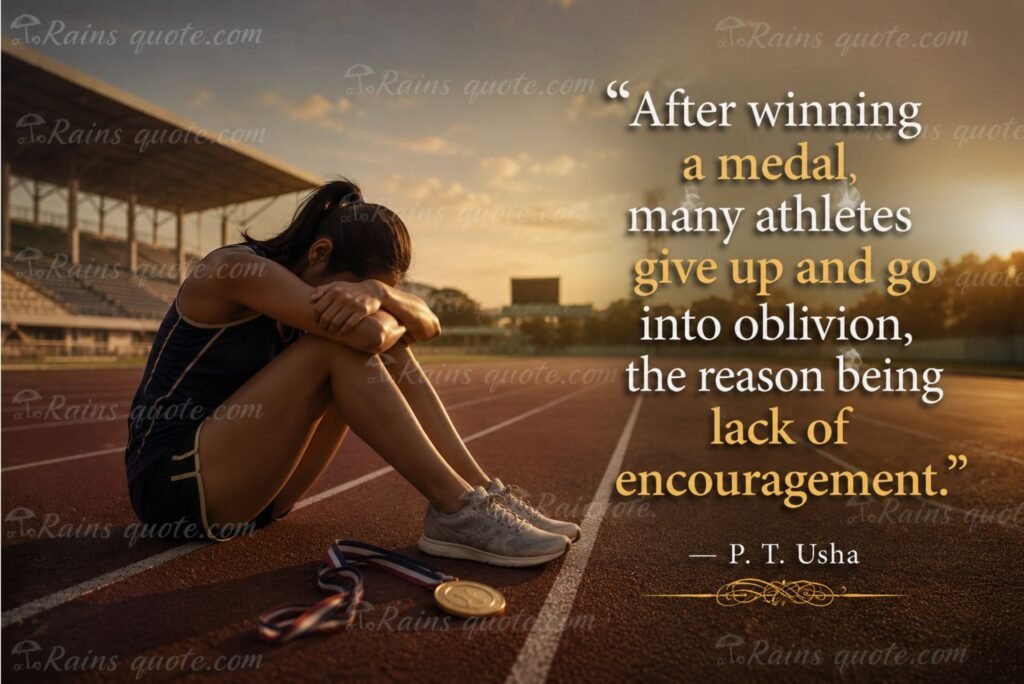 “After winning a medal, many athletes give up and go into oblivion, the reason being lack of encouragement.”