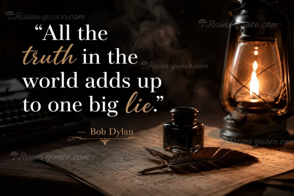 “All the truth in the world adds up to one big lie.”