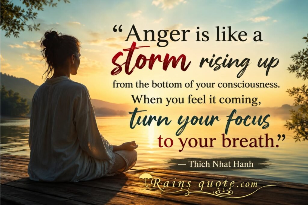 “Anger is like a storm rising up from the bottom of your consciousness. When you feel it coming, turn your focus to your breath.”