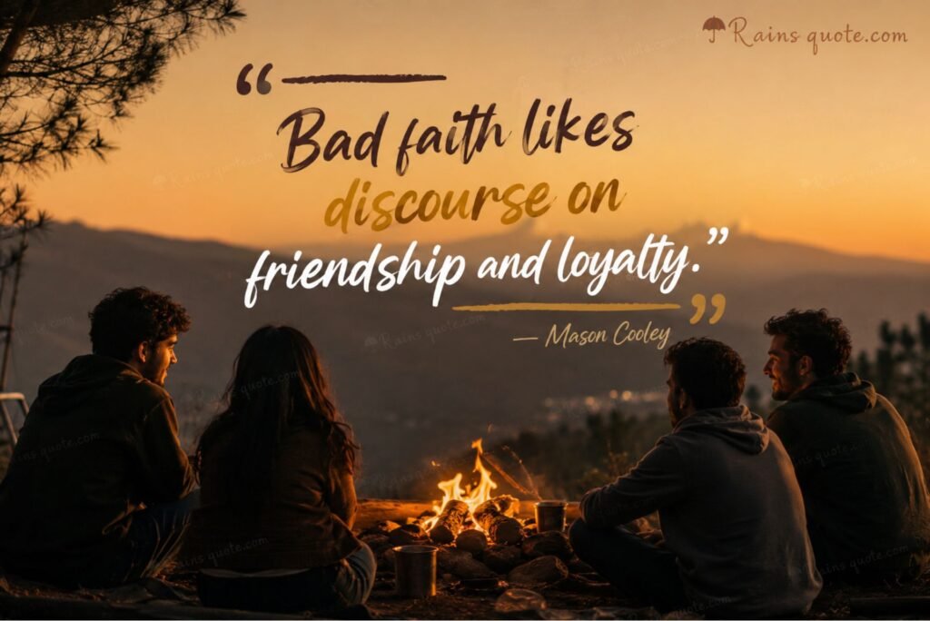 “Bad faith likes discourse on friendship and loyalty.”