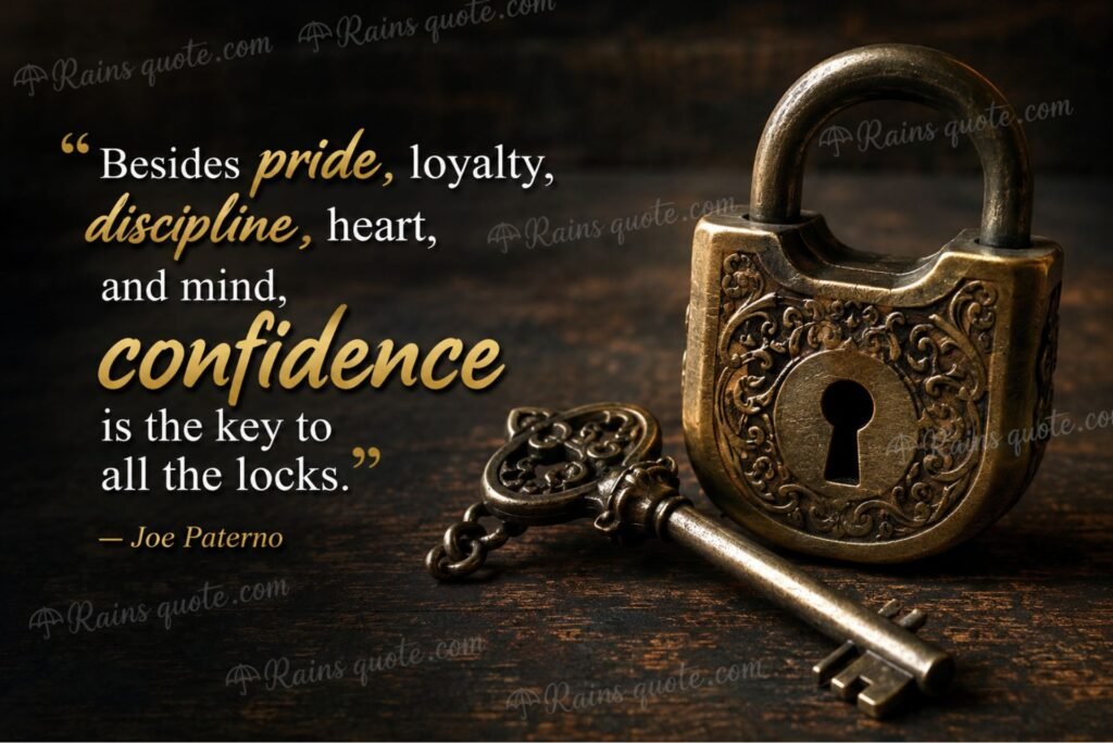 “Besides pride, loyalty, discipline, heart, and mind, confidence is the key to all the locks.”