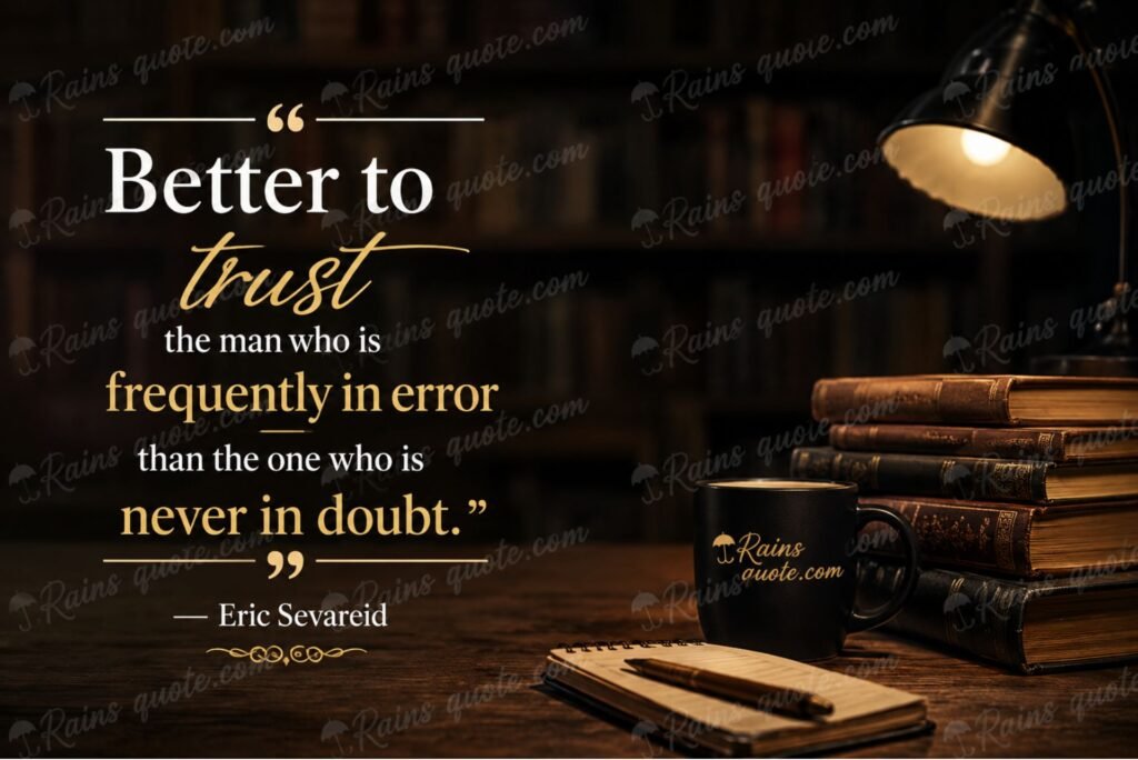 “Better to trust the man who is frequently in error than the one who is never in doubt.”