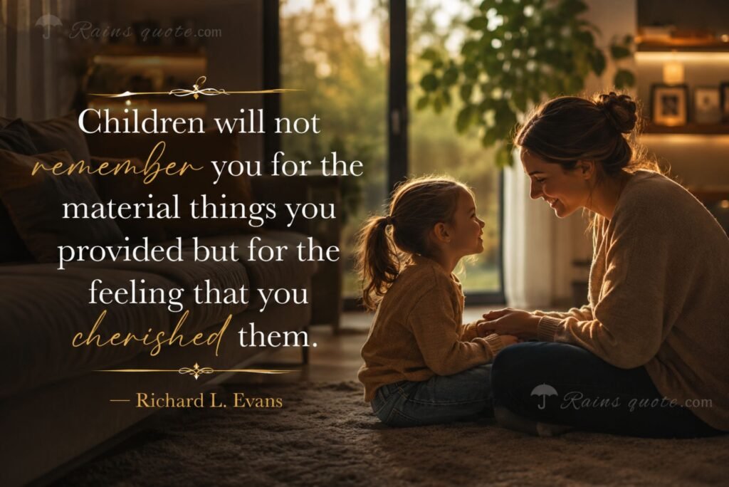 “Children will not remember you for the material things you provided but for the feeling that you cherished them.”