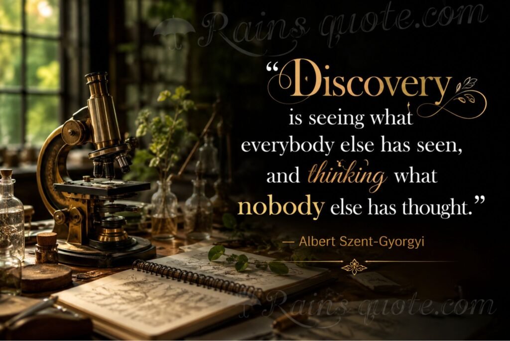 “Discovery is seeing what everybody else has seen, and thinking what nobody else has thought.”