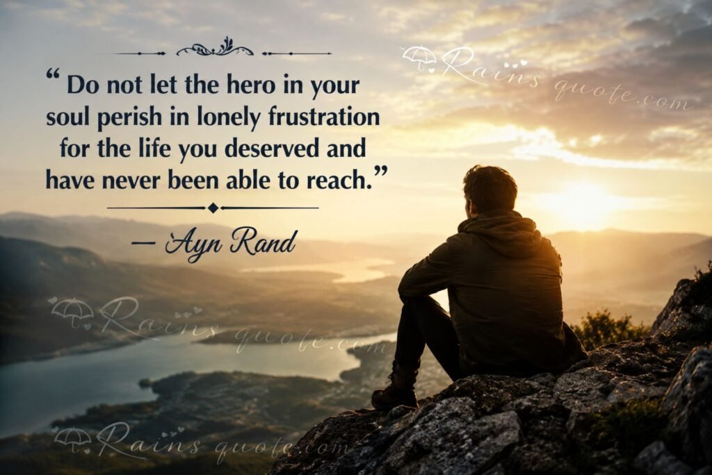 “Do not let the hero in your soul perish in lonely frustration for the life you deserved and have never been able to reach.”