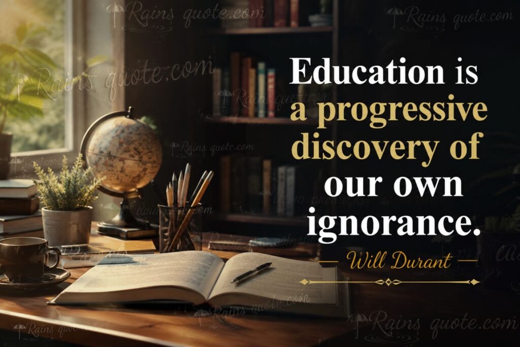 “Education is a progressive discovery of our own ignorance.”