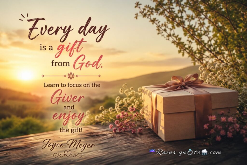 “Every day is a gift from God. Learn to focus on the Giver and enjoy the gift!”