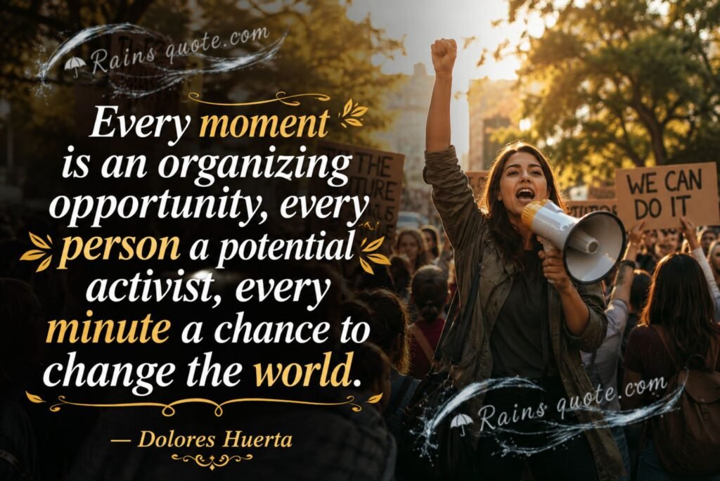 “Every moment is an organizing opportunity, every person a potential activist, every minute a chance to change the world.”