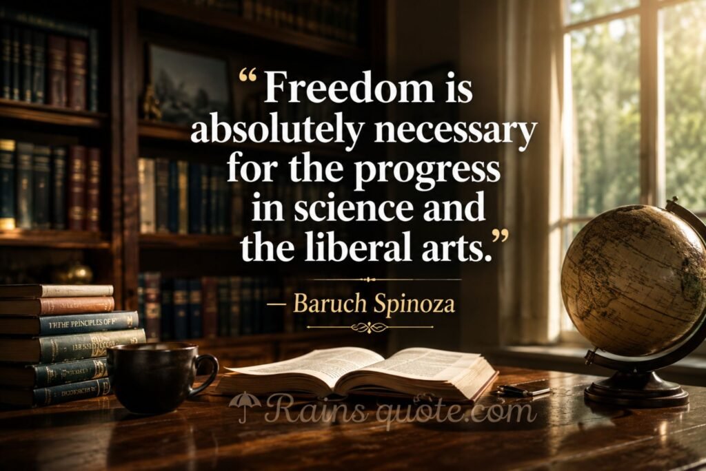 “Freedom is absolutely necessary for the progress in science and the liberal arts.”