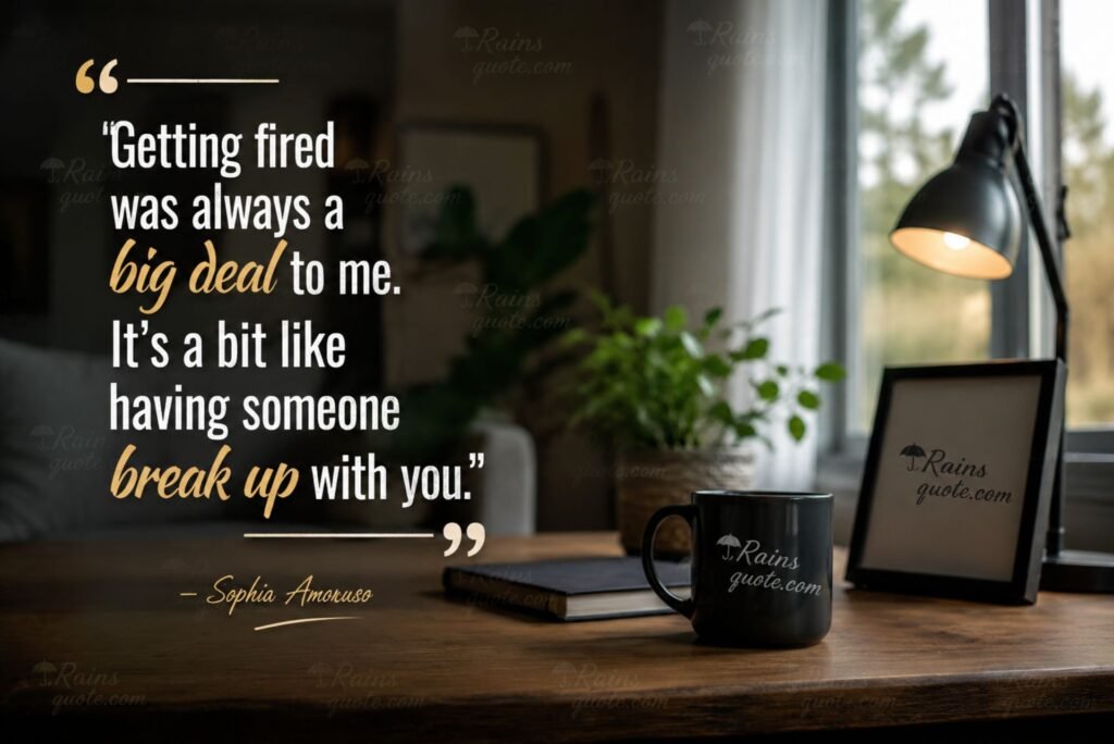 “Getting fired was always a big deal to me. It's a bit like having someone break up with you.”