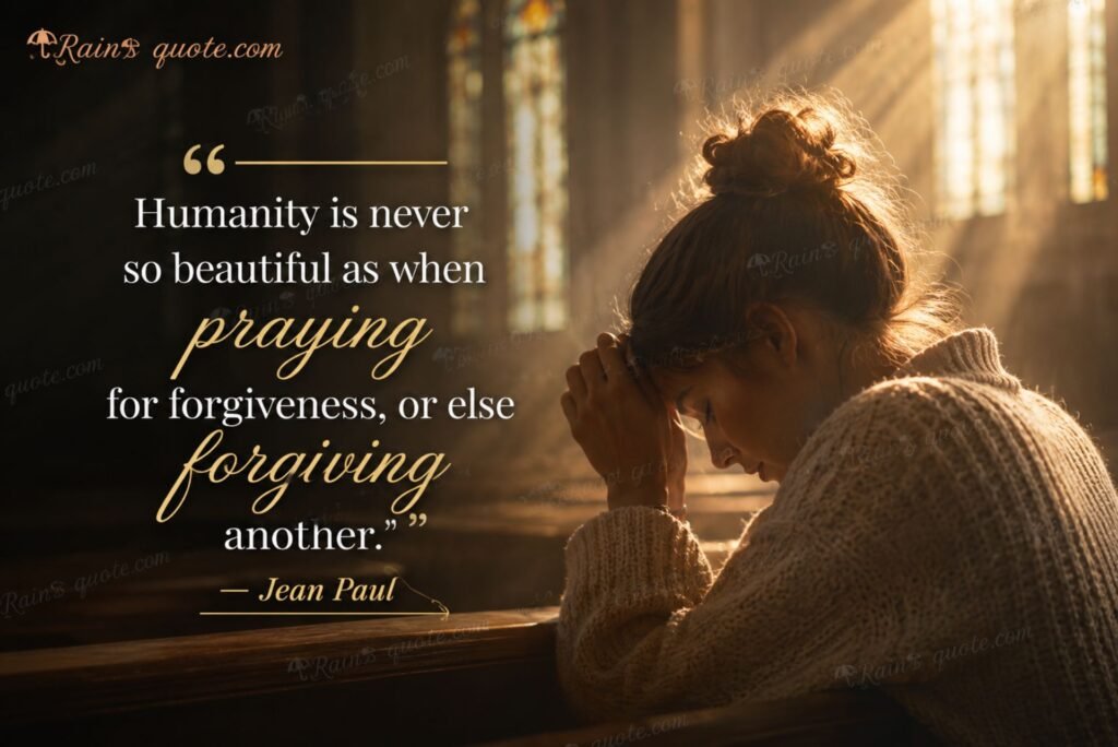 “Humanity is never so beautiful as when praying for forgiveness, or else forgiving another.”