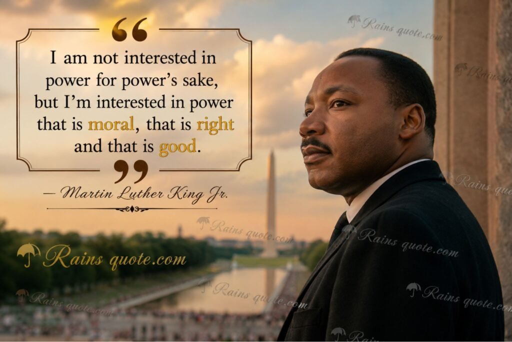 “I am not interested in power for power's sake, but I'm interested in power that is moral, that is right and that is good.”