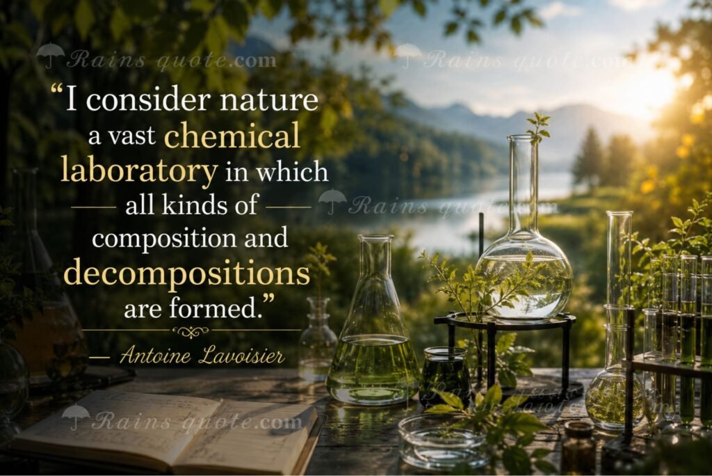 "I consider nature a vast chemical laboratory in which all kinds of composition and decompositions are formed."