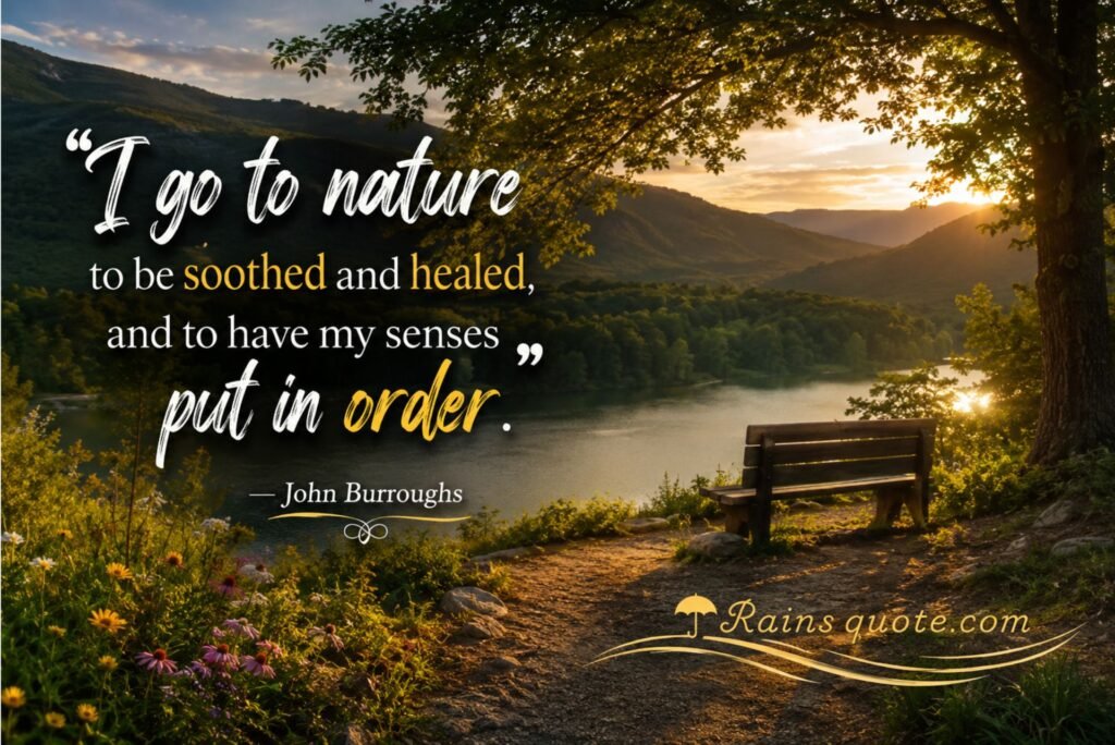 "I go to nature to be soothed and healed, and to have my senses put in order."