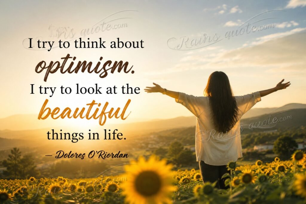“I try to think about optimism. I try to look at the beautiful things in life.”