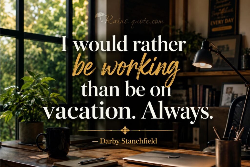 “I would rather be working than be on vacation. Always.”