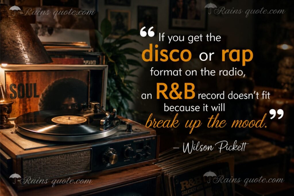 “If you get the disco or rap format on the radio, an R&B record doesn't fit because it will break up the mood.”