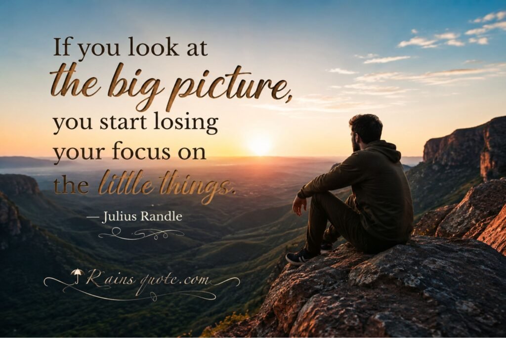 “If you look at the big picture, you start losing your focus on the little things.”
