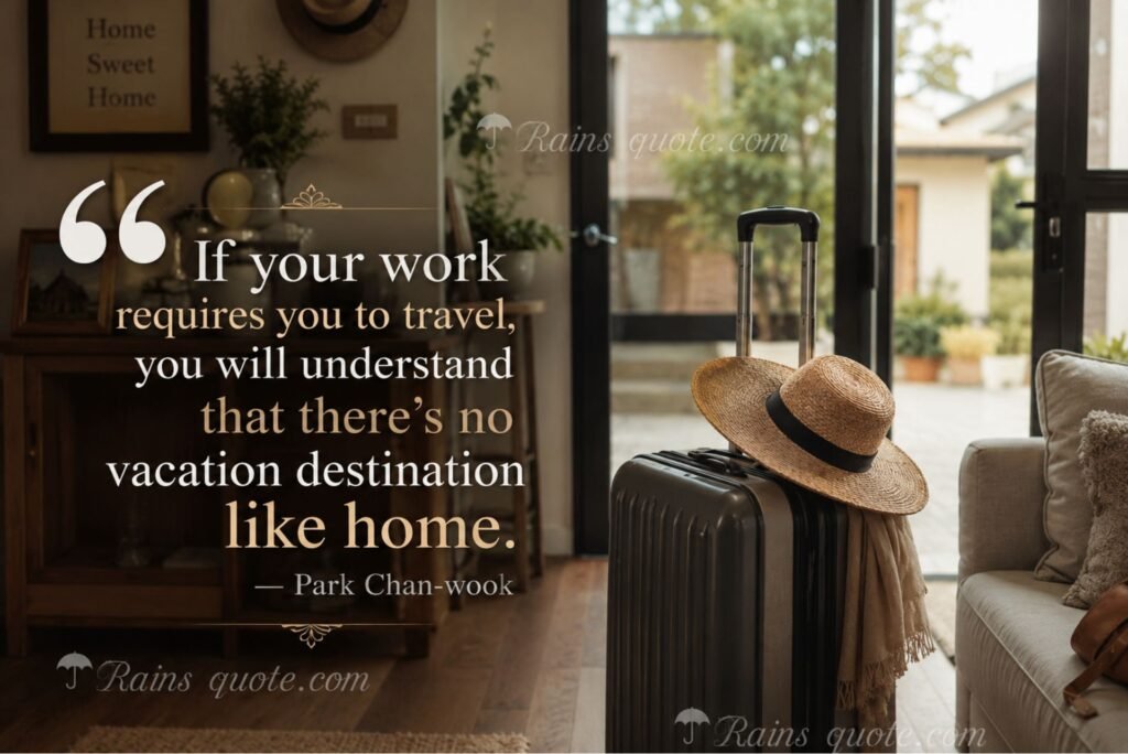 “If your work requires you to travel, you will understand that there's no vacation destination like home.”