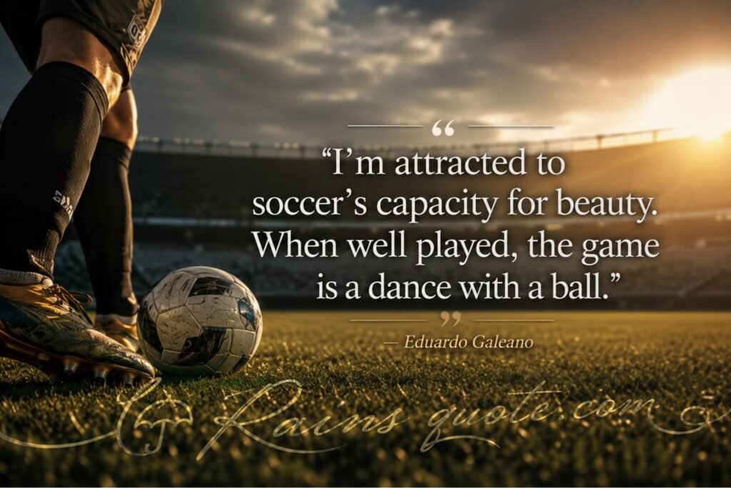 “I'm attracted to soccer's capacity for beauty. When well played, the game is a dance with a ball.”