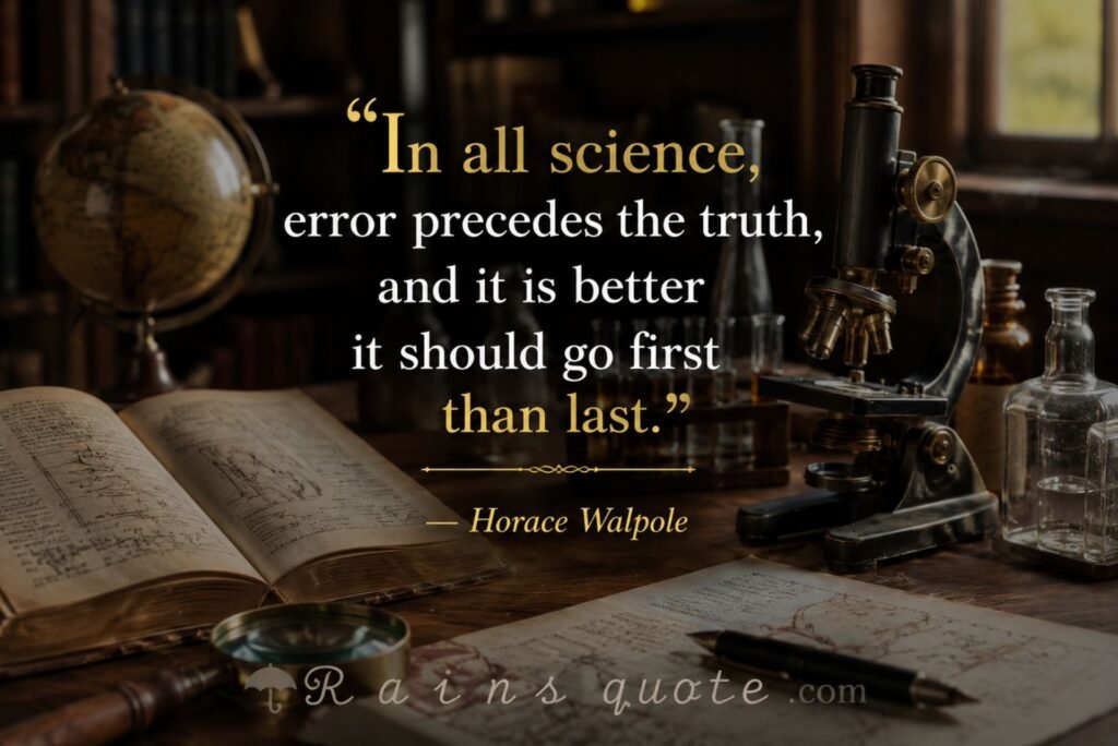 “In all science, error precedes the truth, and it is better it should go first than last.”