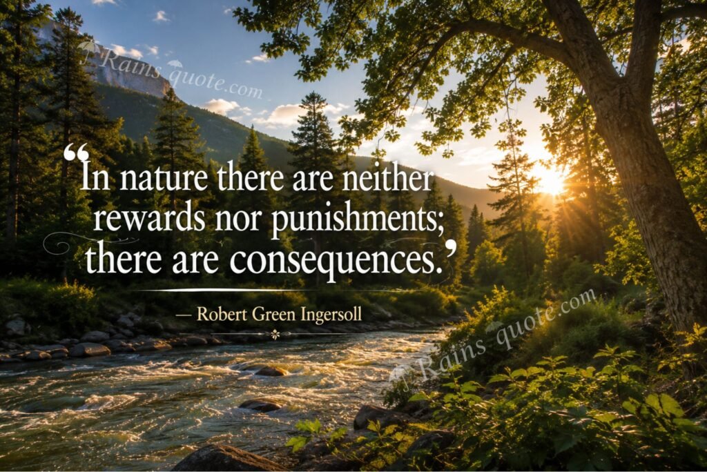 "In nature there are neither rewards nor punishments; there are consequences."